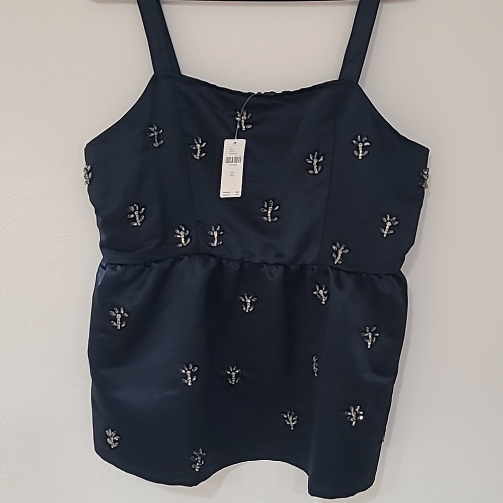 Dhruv Kapoor Jeweled Satin Tank XL